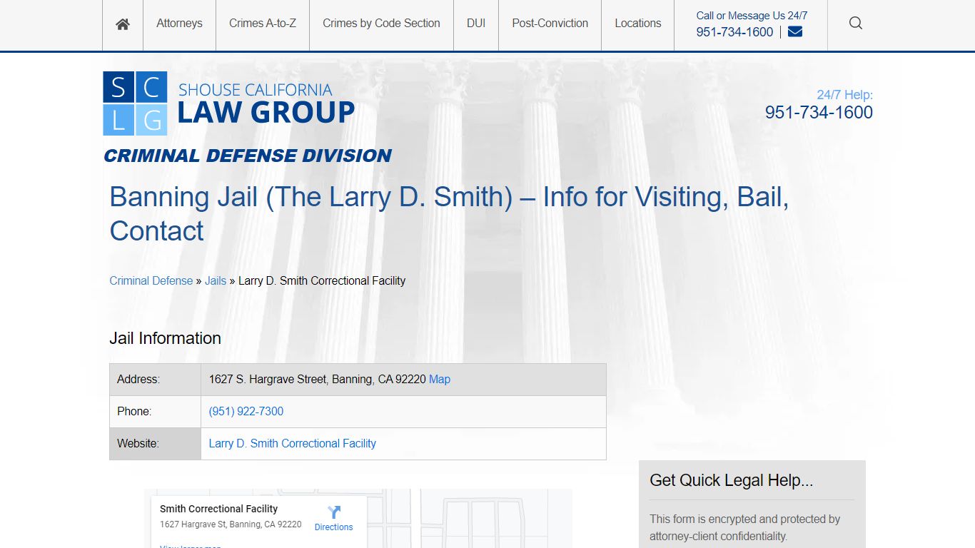 Banning Jail (The Larry D. Smith) – Info for Visiting, Bail, Contact